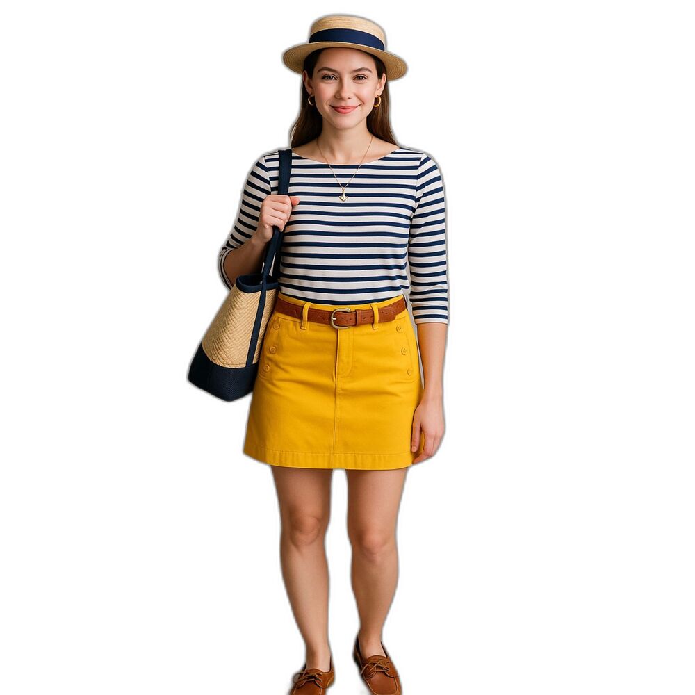 J.Crew Women's Mustard Yellow Chino Twill Mini Skirt - Size 6 Vintage Nautical